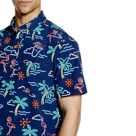 NEW Chubbies One Man Wolf Pack Button Down Popover Shirt Navy Size M - Picture 15 of 16